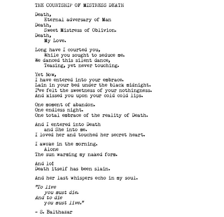 The Courtship of Mistress Death